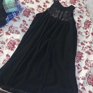 Girls XL flowy black dress with lace at the top
